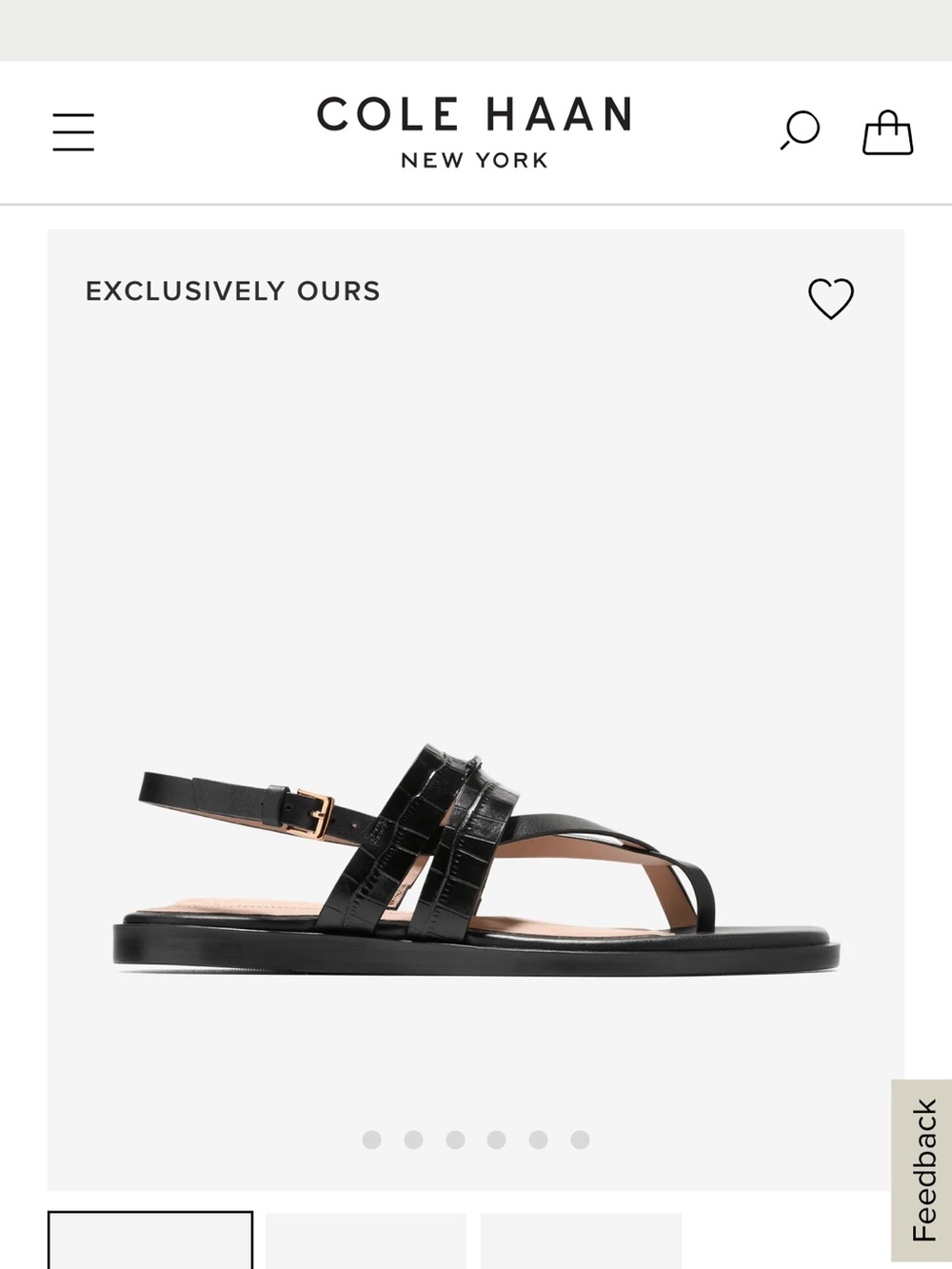 NWOT Cole Haan Go-To Estella Flat Thong Black Croc Print Sandals sz 10B